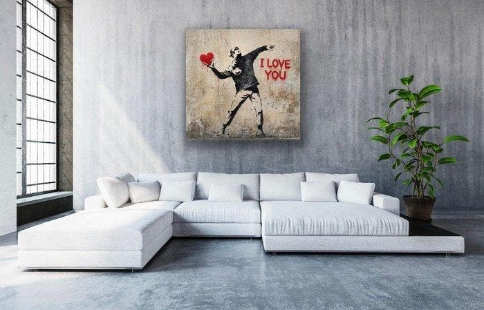EMIR BERCUTTE - STREET ART I LOVE YOU 3 - Toile L - LIMITED, Antiek en Kunst, Kunst | Designobjecten