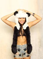 Hood Panda Muts met Sjaal Wanten en Oortjes Faux Fur Zwart W, Ophalen of Verzenden, Nieuw