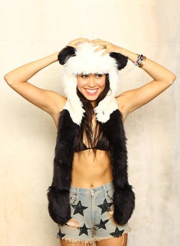 KIMU® Hood Panda Muts met Sjaal Wanten en Oortjes Faux Fur Z, Kleding | Dames, Ophalen of Verzenden, Nieuw
