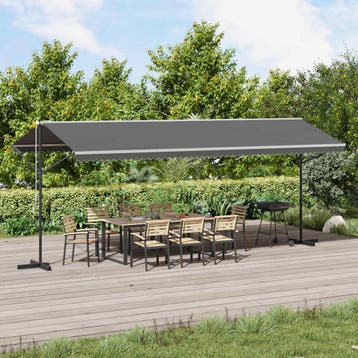 vidaXL Vrijstaande luifel Grijs 6 x 3 m Polyester, Verzenden, Nieuw