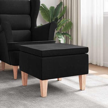 vidaXL Kruk met houten poten stof zwart, Verzenden, Nieuw