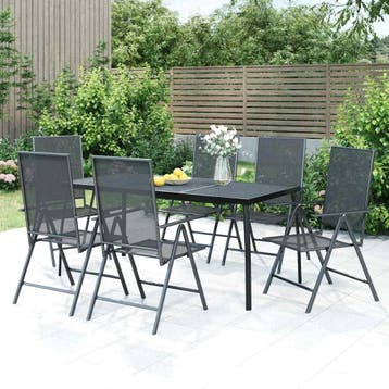vidaXL 7-delige Tuinset staal antracietkleurig, Verzenden, Nieuw, Tuinset
