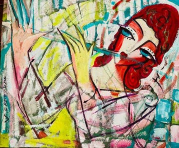 Hrasarkos (1975) - Flutiste -cubisme contemporain, Antiek en Kunst