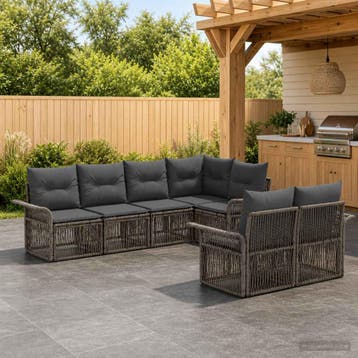 vidaXL Tuinbank Set 7 st 7-Aantal zitplaatsen Grijs poly, Verzenden, Nieuw