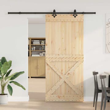 vidaXL Schuifdeur NARVIK Naturel en Zwart 100 x 210 cm, Verzenden, Nieuw