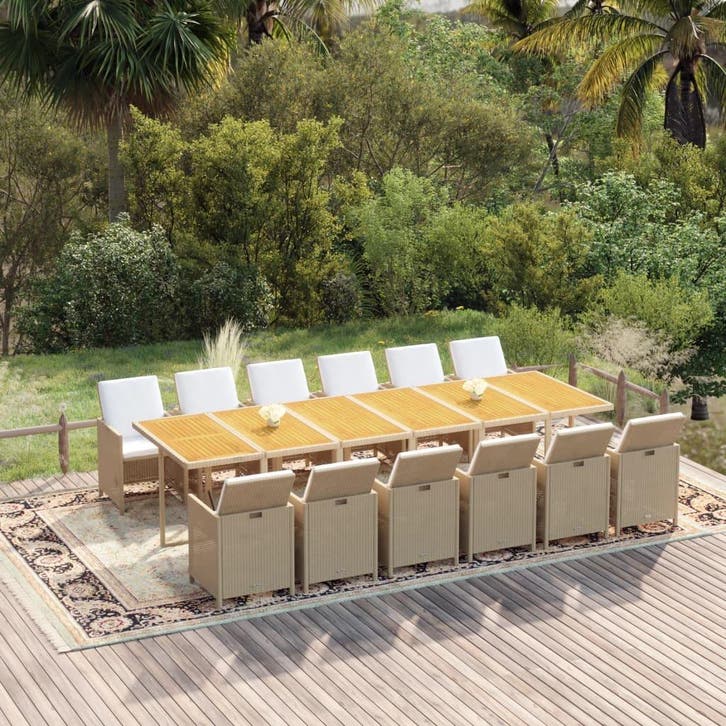 vidaXL 13-delige Tuinset met kussens poly rattan beige, Tuin en Terras, Tuinsets en Loungesets, Tuinset, Nieuw, Verzenden