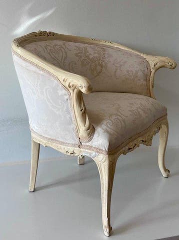 Fauteuil - Walnoot - Shabby Chic Lodewijk XV-stijl, 1920, Maison & Meubles