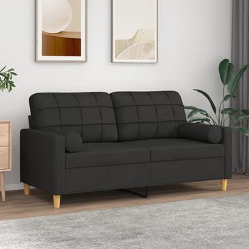 vidaXL Tweezitsbank met sierkussens 140 cm stof zwart, Verzenden, Nieuw