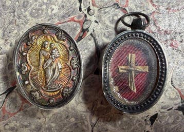 Reliekhouder - Zilver, Glas, Textiel - 1800-1850 - Heilige