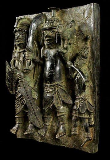 Bronzen plaat - Bini / Edu - in de stijl van Nigeria-Benin