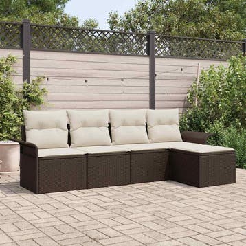 vidaXL Tuinbank Set 5 st Bruin poly rattan, Verzenden, Nieuw