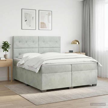 vidaXL Boxspringbed met matras Lichtgrijs 200 x 200 cm, Verzenden, Nieuw