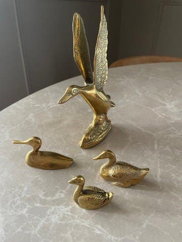 Collectie met dierenthema - Ganzen en eenden in brons, Antiek en Kunst