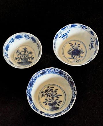 3 theekopjes - Porselein - China - Qing Dynastie (1644-1911)