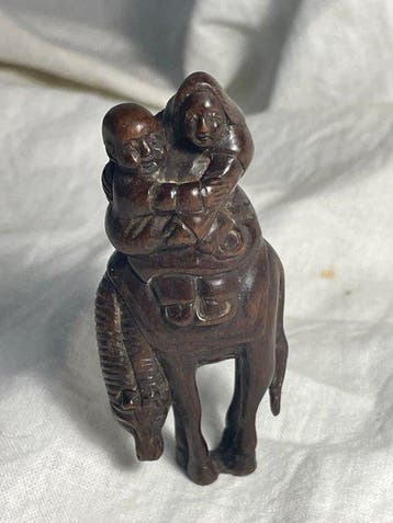 De Vrouw en het Kind - Hout - signé - Japan - Begin, Antiek en Kunst