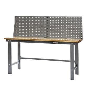 Werkbank grijs 200 cm met hardhouten blad en grijs, Doe-het-zelf en Bouw, Ophalen of Verzenden, Nieuw