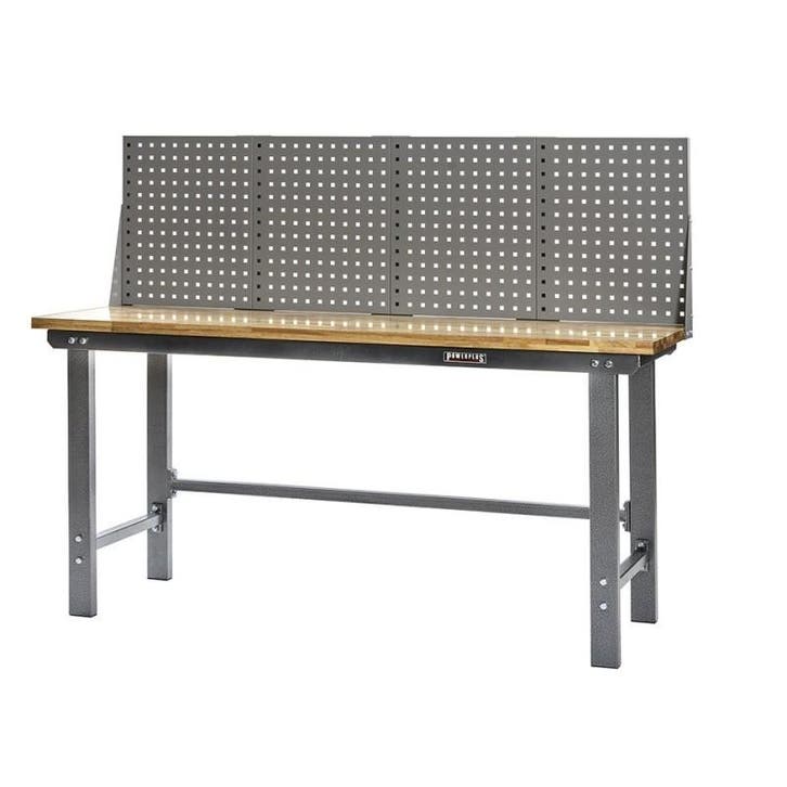 Werkbank grijs 200 cm met hardhouten blad en grijs, Doe-het-zelf en Bouw, Werkbanken, Ophalen of Verzenden