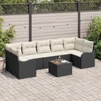 vidaXL Tuinbank Set 8 pcs Zwart en Crème Poly Riet en Staal, Verzenden, Nieuw