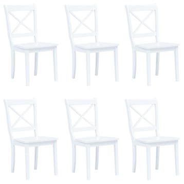 vidaXL Eetkamerstoelen 6 st massief rubberwood wit, Verzenden, Nieuw