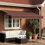 vidaXL Handbediende luifel met LEDs Bruin en, Tuin en Terras, Zonneschermen, Verzenden, Nieuw