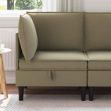 vidaXL Hoek Sofa met Opbergruimte Kaki Fluweel, Verzenden, Nieuw