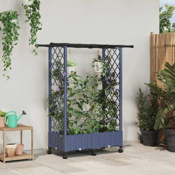 vidaXL Verhoogd Bed met Trellis en Dak Grijs 122,5 x 40 x, Verzenden, Nieuw