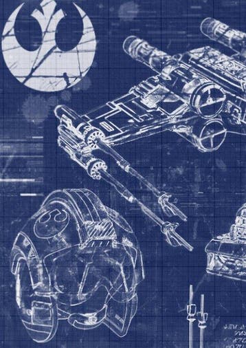 Boriani - Star Wars - X wing, Blueprint, cyanotype - limited