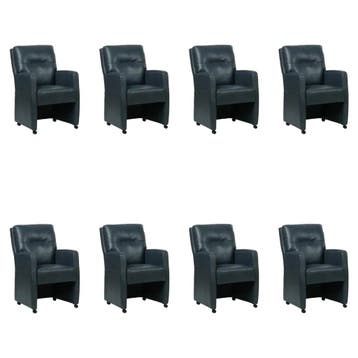 Set van 8 Leren eetkamerstoelen Sharp - Granada Blue, Ophalen of Verzenden