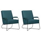 Set van 2 Leren fauteuils Hope - Toledo Turquoise (blauw), Nieuw, Ophalen of Verzenden, 50 tot 75 cm, Leer