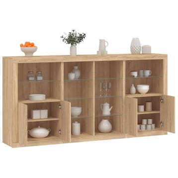 vidaXL Dressoir met LED-verlichting 202x37x100 cm sonoma, Verzenden