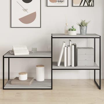 vidaXL Wandschappen 4 st 60x40x1,5 cm bewerkt hout grijs, Verzenden