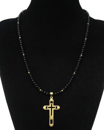Croix de Lumière – Christelijke Halsketting – Obsidiaan –