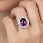 Ring - 18 karaat Witgoud - 6.70ct. tw. Toermalijn - Diamant, Nieuw