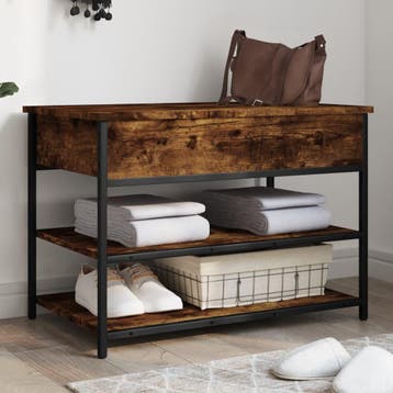 vidaXL Schoenenbankje 70x42,5x50 cm bewerkt hout gerookt, Verzenden
