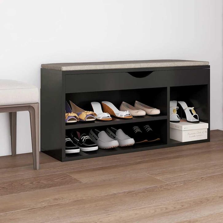 vidaXL Schoenenbank met kussen 104x30x49 cm bewerkt hout, Huis en Inrichting, Kasten | Schoenenkasten, Nieuw, Verzenden