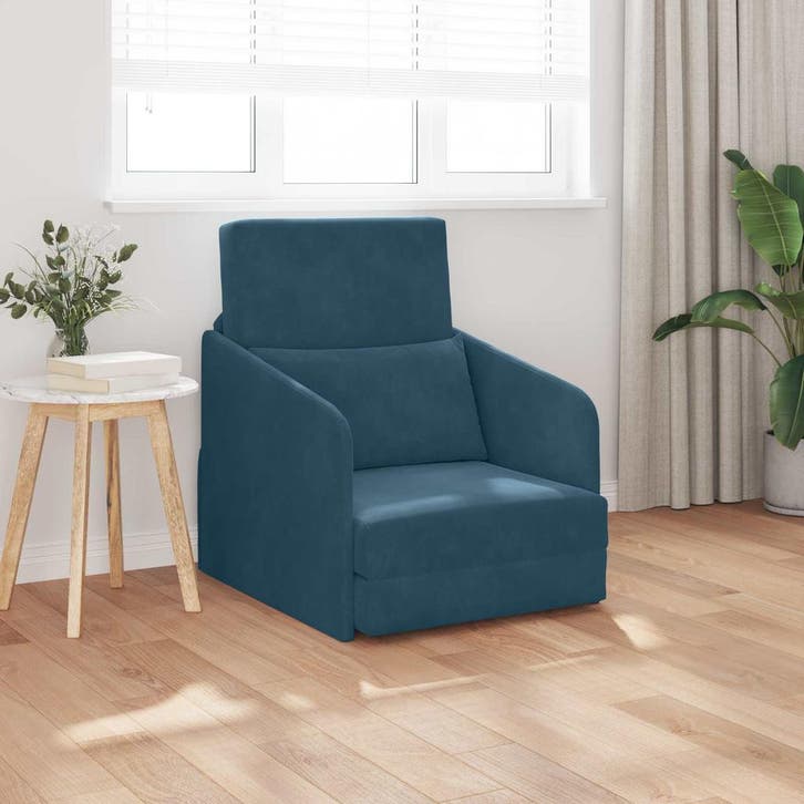 vidaXL Slaapbank / zetel Blauw 65 x 80 x 83 cm Fluweel, Huis en Inrichting, Zetels | Zetels, Nieuw, Verzenden