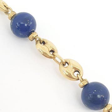 Halsketting - 18 karaat Geel goud - 40.00ct. tw. Lapis, Handtassen en Accessoires, Kettingen, Nieuw