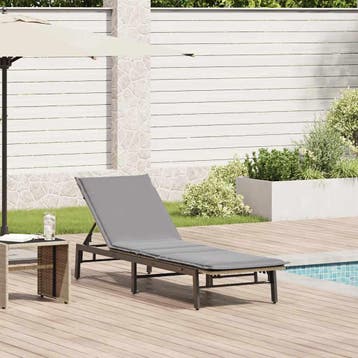 vidaXL Ligstoel met kussen beige polyrotan, Tuin en Terras, Verzenden, Nieuw