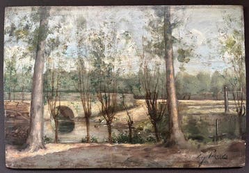 Eugène Ferdinand Parisy (1849-1916) - Flusslandschaft mit, Antiquités & Art
