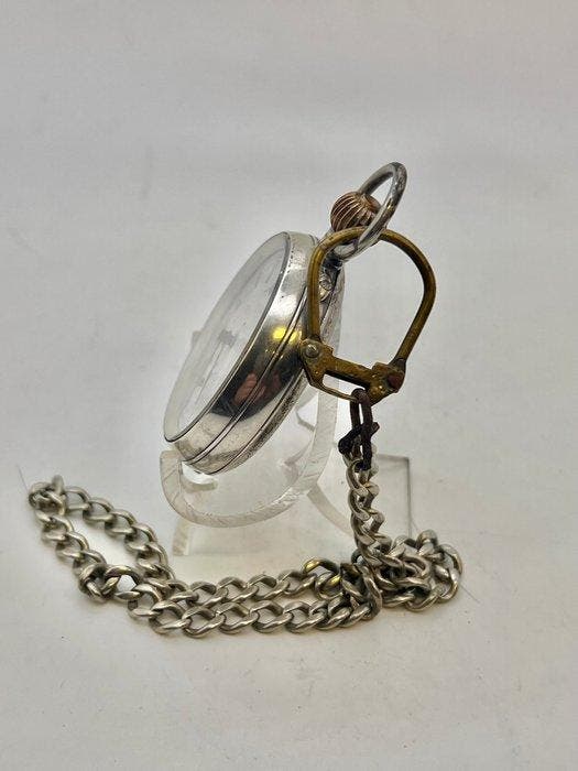 Cilindro Argento . Epoca 1900 . Swiss Made . Con catena, Handtassen en Accessoires, Horloges | Heren