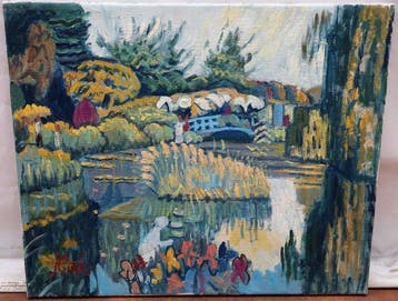 Jordi Curós Ventura (1930-2017) - Paisaje con puente, Antiek en Kunst