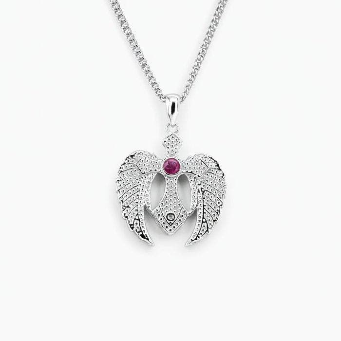 Zonder minimumprijs - Halsketting Verguld Robijn - Diamant -, Handtassen en Accessoires, Kettingen