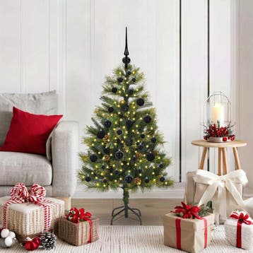 vidaXL Kunstmatige Scharnierende Kerstboom met Kegels Groen, Verzenden