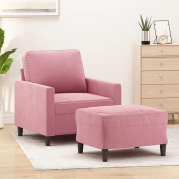 vidaXL Fauteuil met voetenbank / zetel 60 cm fluweel roze, Verzenden, Nieuw