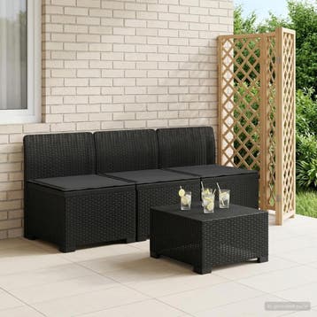 vidaXL 3-Zits Tu bank met Kussens Rattan Look PP Antraciet, Tuin en Terras, Verzenden, Nieuw