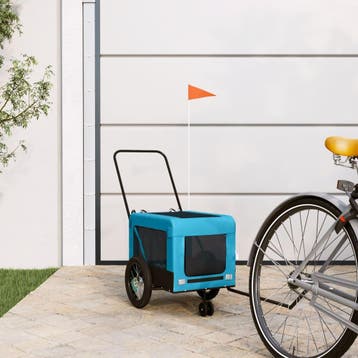 vidaXL Hondenfietstrailer oxford stof en ijzer blauw en, Verzenden, Nieuw