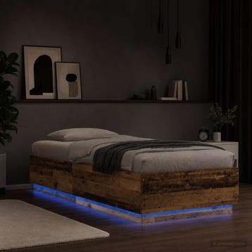 vidaXL Bed Frame met LED Oud hout 80 x 200 cm Bewerkt hout, Verzenden