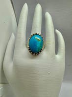 Argent, 925 Vintage - Bague - turquoise naturel