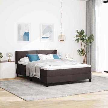 vidaXL Boxspring bed met hoofdeinde Donkerbruin 200 x 140 cm, Verzenden, Nieuw