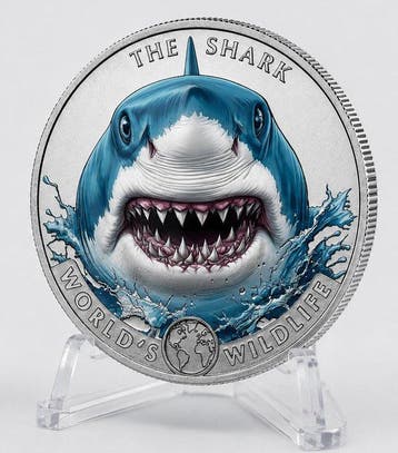 Congo. 20 Francs 2026 – Shark – World’s Wildlife – 1 oz